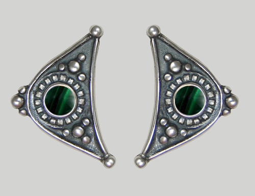 Sterling Silver Little Malachite Post Stud Earrings